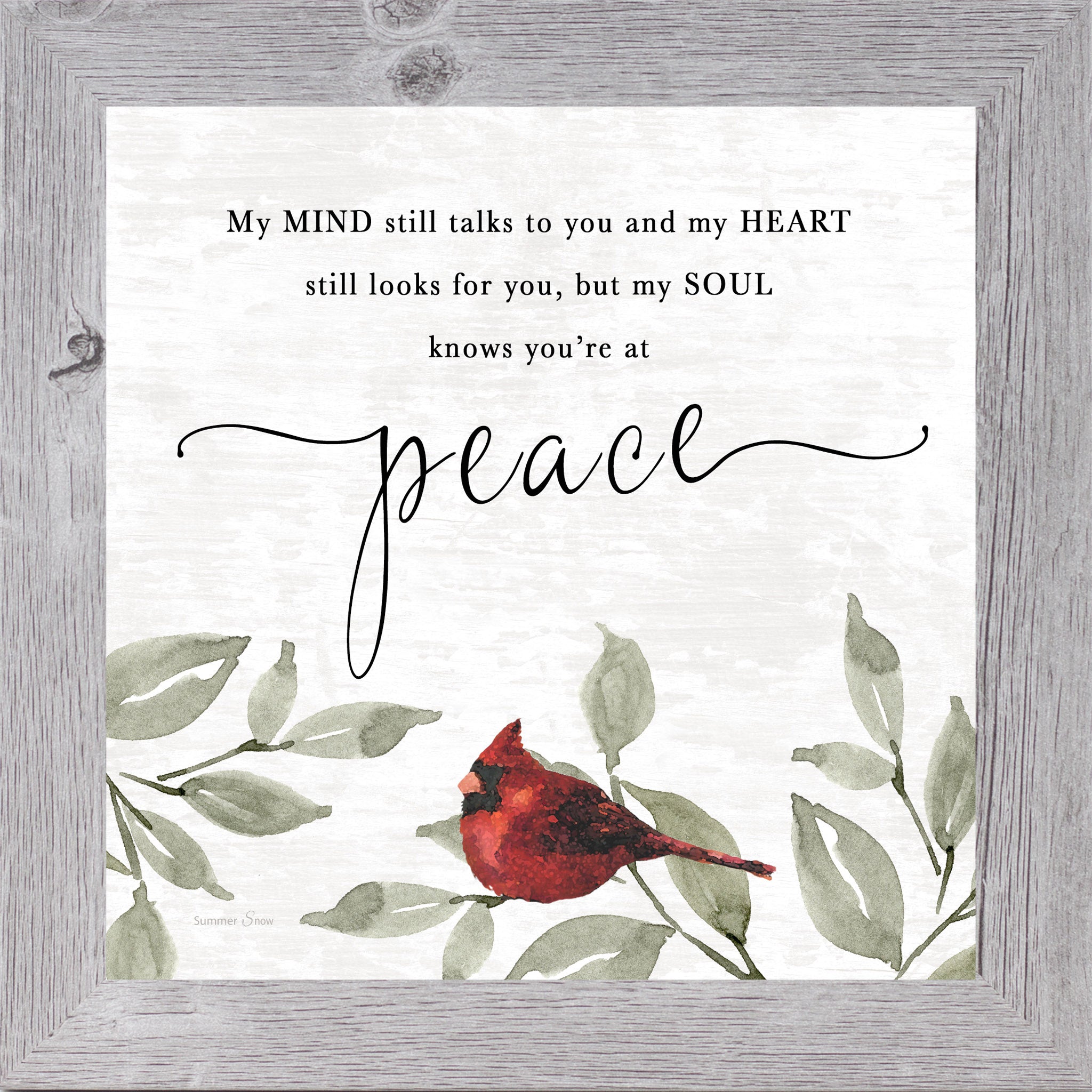 My Soul Knows You’re at Peace – Framed Cardinal Sympathy Wall Art (SS934)