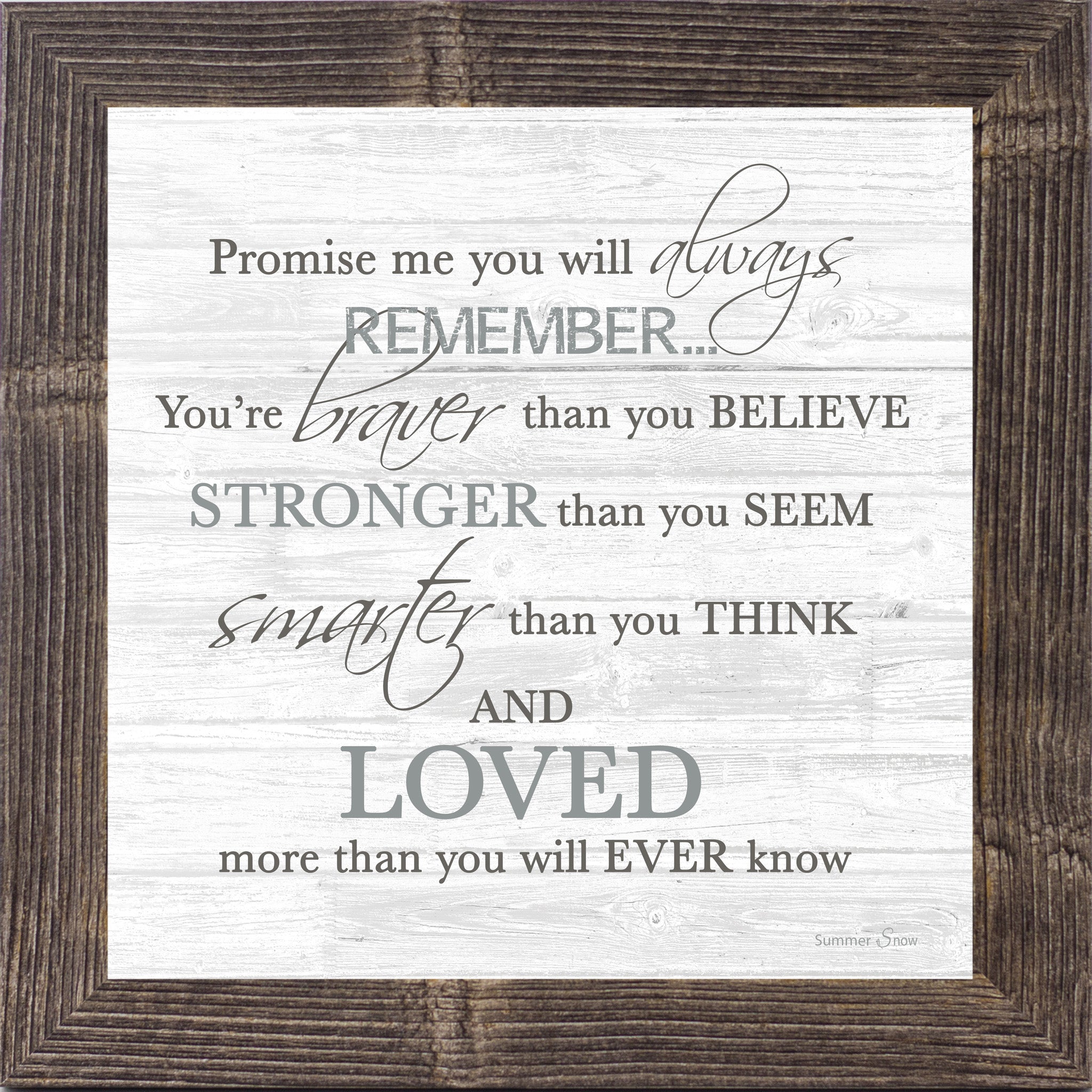 Promise Me – Inspirational Framed Wall Art | Braver Stronger Smarter Quote | SSA621