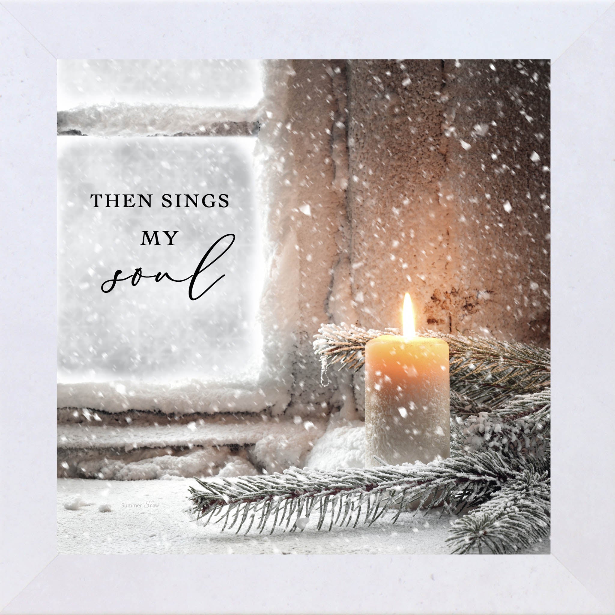 Then Sings My Soul Wall Art – Winter Christian Candle Scene Faith Decor (SA111) - Summer Snow Art