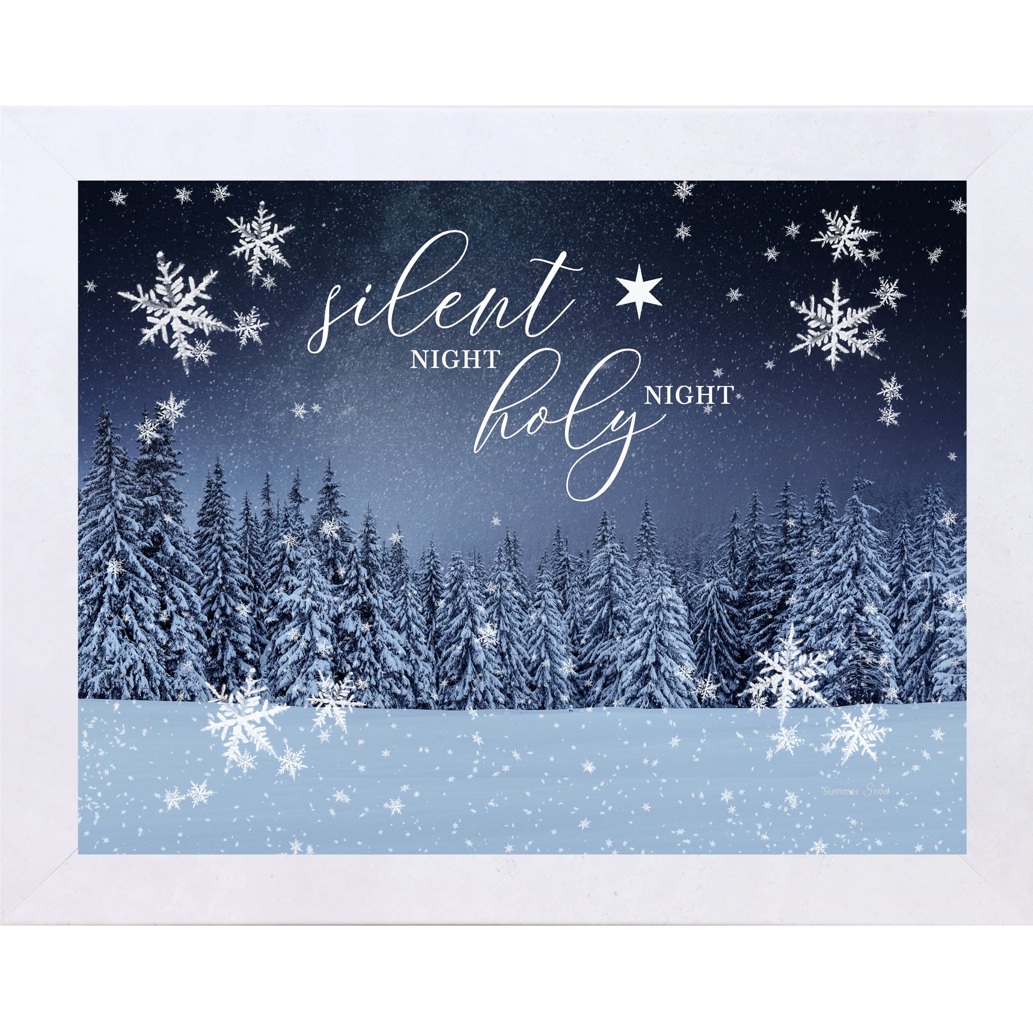 Silent Night Holy Night – Framed Christmas Wall Art with Winter Snow Scene (SA351)