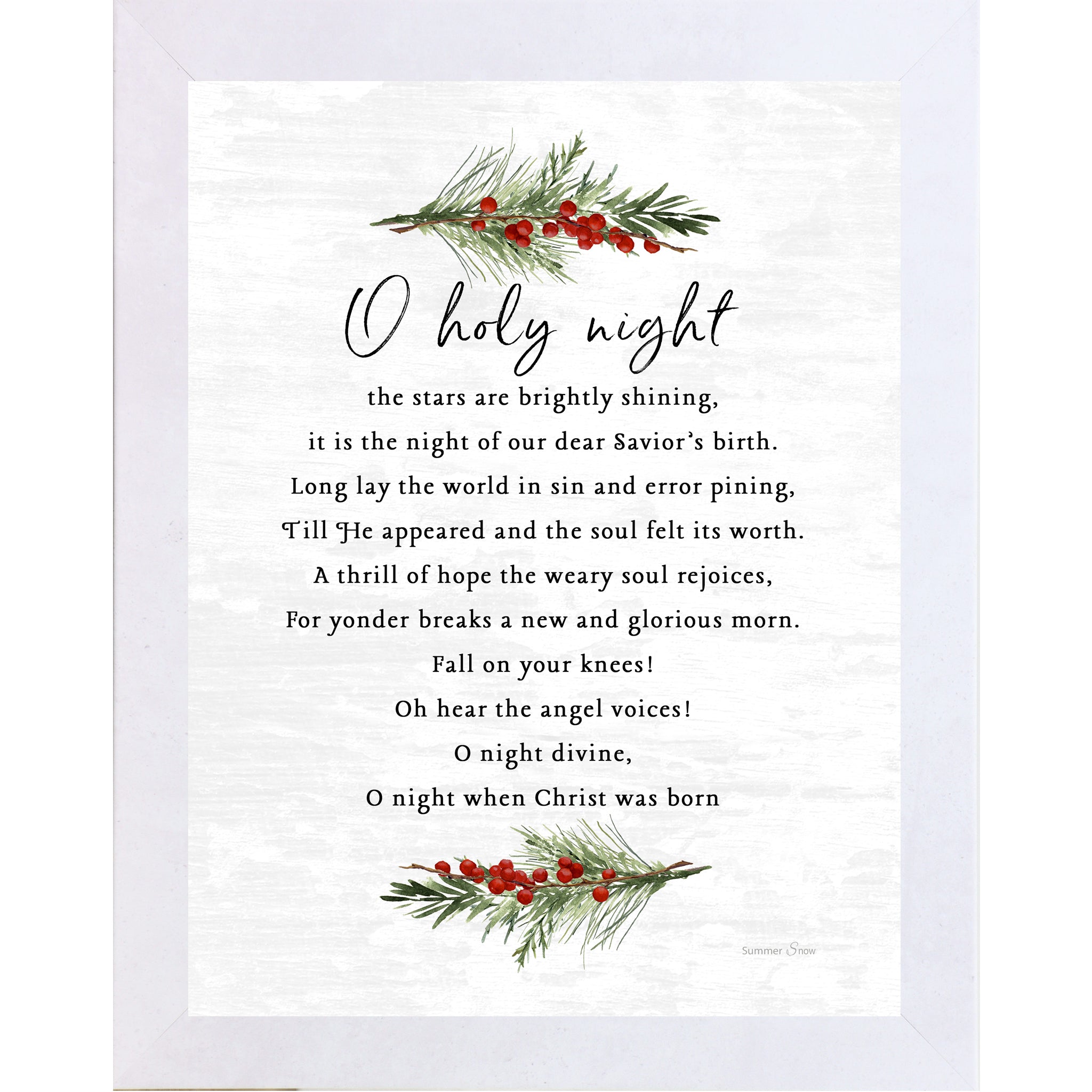 O Holy Night Christmas Hymn Wall Art – O Night Divine Christian Holiday Decor SA338 - Summer Snow Art