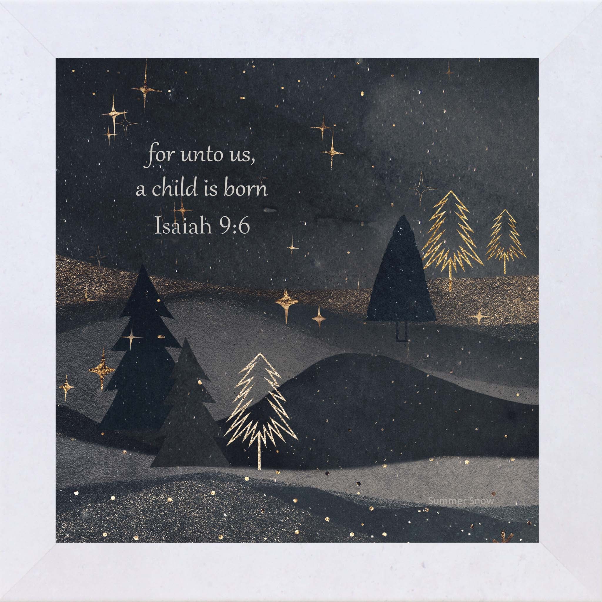 For Unto Us a Child Is Born – Isaiah 96 Christmas Scripture Wall Art, Christian Night Sky Decor SA82 - Summer Snow Art