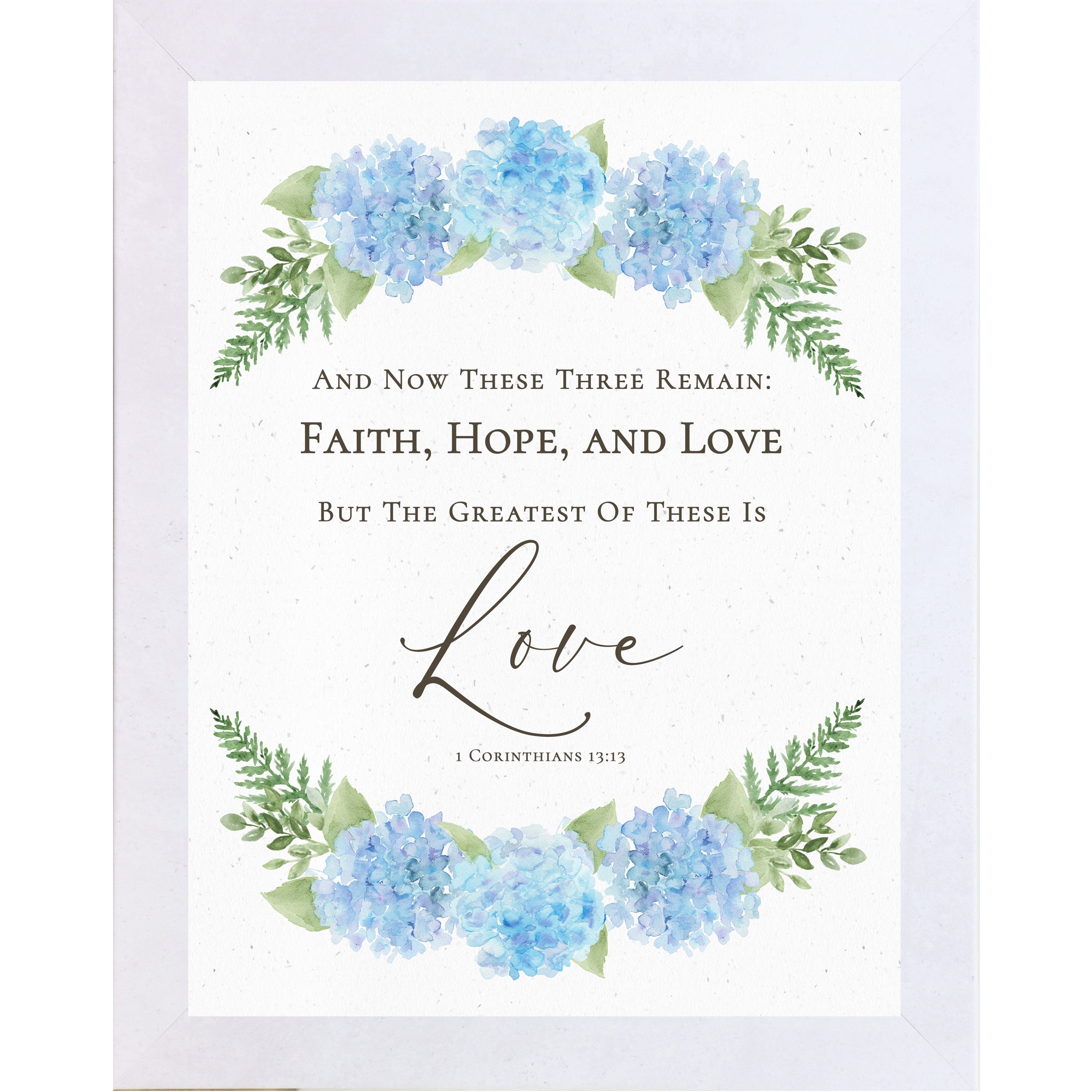 Faith Hope Love Wall Art (1 Corinthians 13:13) Hydrangea Scripture (SB187)