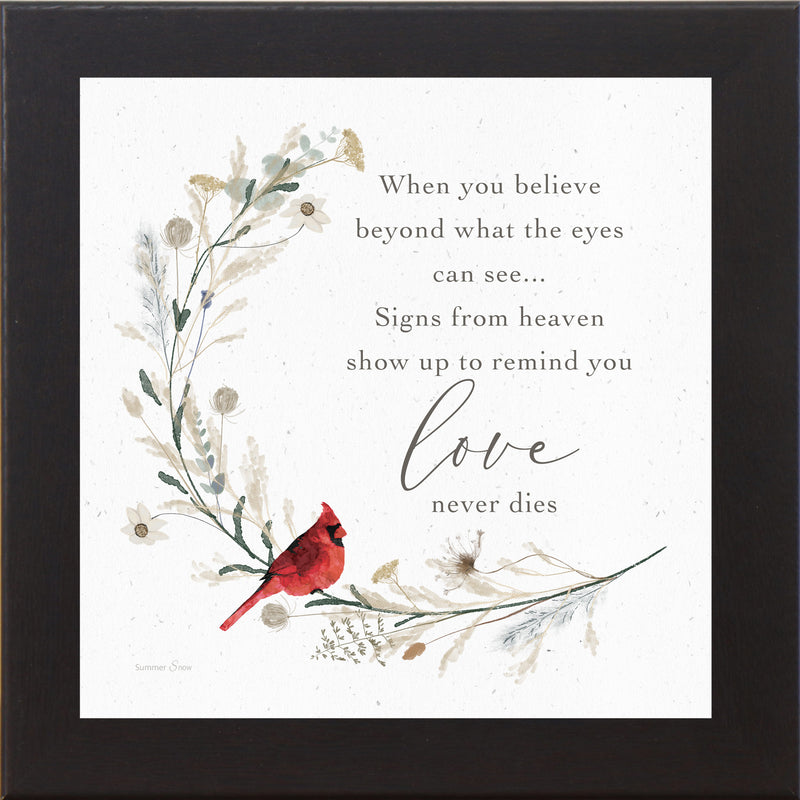 Cardinal Sympathy Wall Art – Choose a Saying | Framed Memorial Gift by Summer Snow | SN14