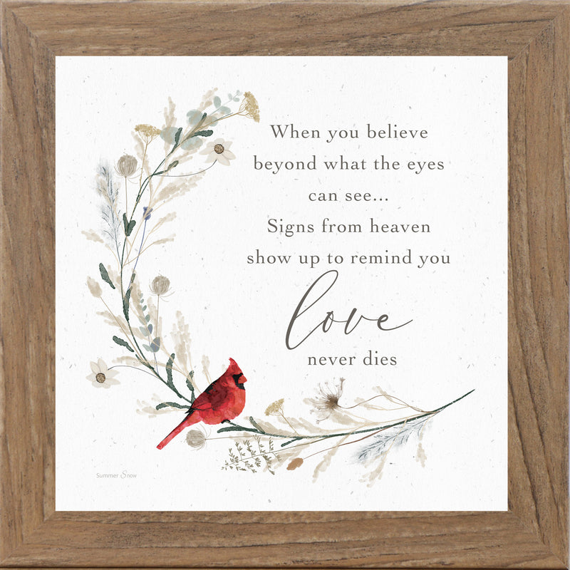 Cardinal Sympathy Wall Art – Choose a Saying | Framed Memorial Gift by Summer Snow | SN14