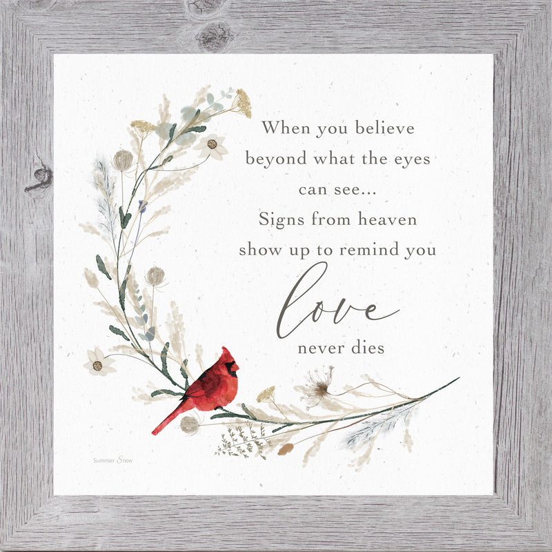 Cardinal Sympathy Wall Art – Choose a Saying | Framed Memorial Gift by Summer Snow | SN14