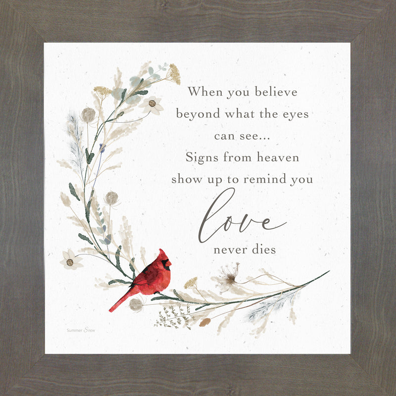 Cardinal Sympathy Wall Art – Choose a Saying | Framed Memorial Gift by Summer Snow | SN14