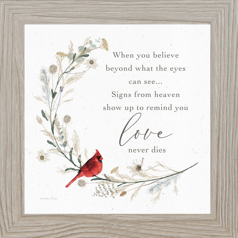 Cardinal Sympathy Wall Art – Choose a Saying | Framed Memorial Gift by Summer Snow | SN14