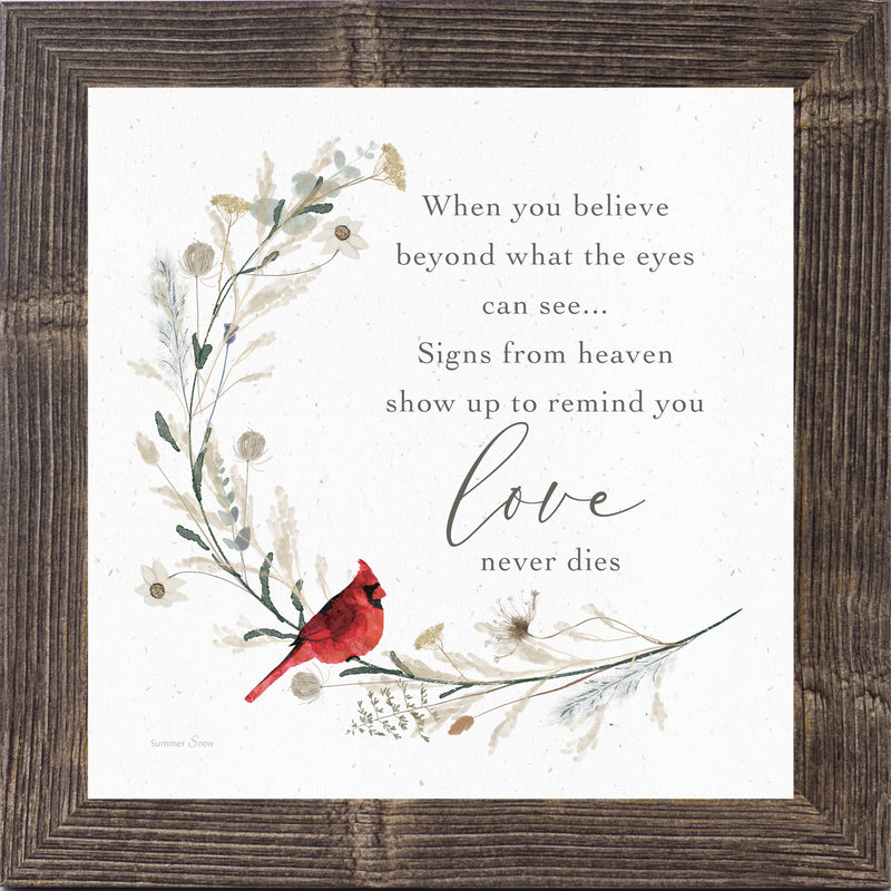 Cardinal Sympathy Wall Art – Choose a Saying | Framed Memorial Gift by Summer Snow | SN14