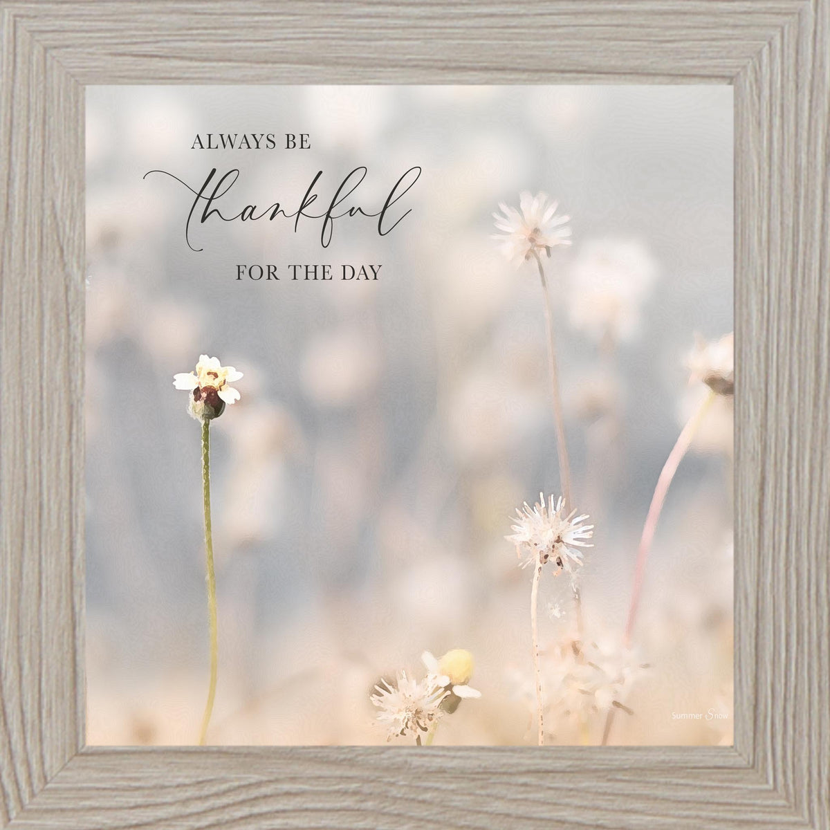Floral Spring wall art with “Always Be Thankful for the Day” quote by Summer Snow