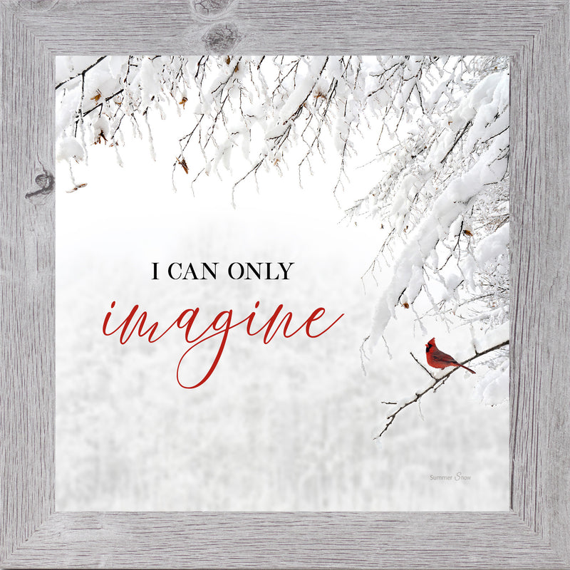 I Can Only Imagine winter cardinal wall art in snowy landscape by Summer Snow