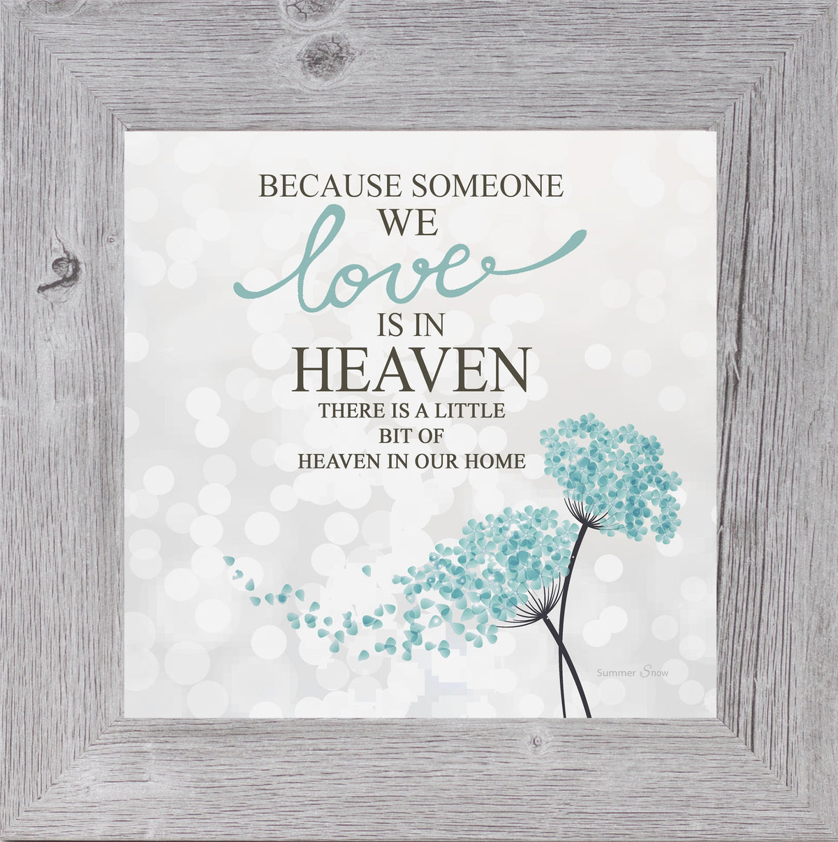 Sympathy blue floral wall art – Because someone we love is in heaven