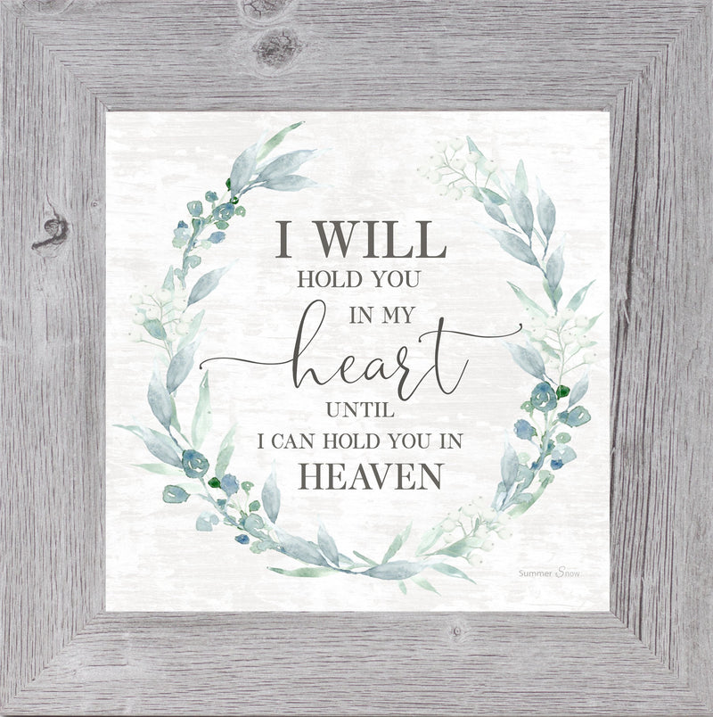 Sympathy wall art with green florals and heartfelt message – framed and glittered by Summer Snow