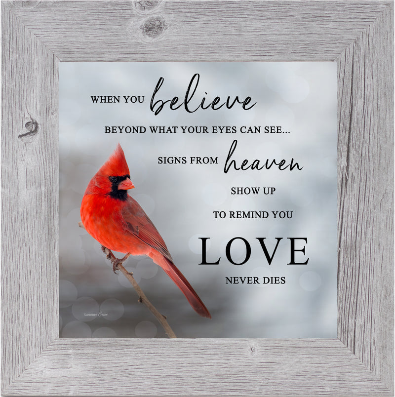 When You Believe – Framed red cardinal sympathy wall art